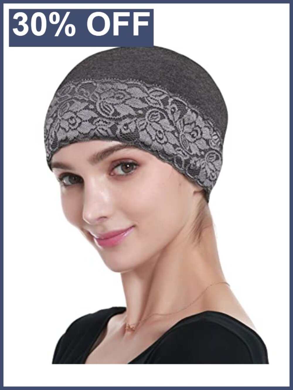 Silky Viscose Lace Sleep Beanie for Women Hair Loss, Stretchy Chemo Cap,